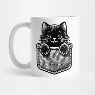 Cute Black Cat In A Pocket Mug